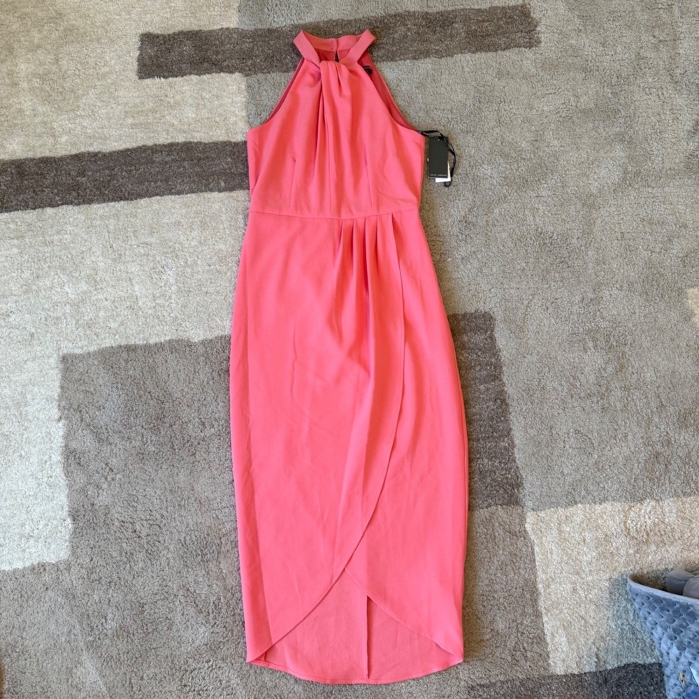 Julia Jordan Womens Melon Pink Halter Neck Tulip Hem Midi Dress JJ38691‎ Size 8